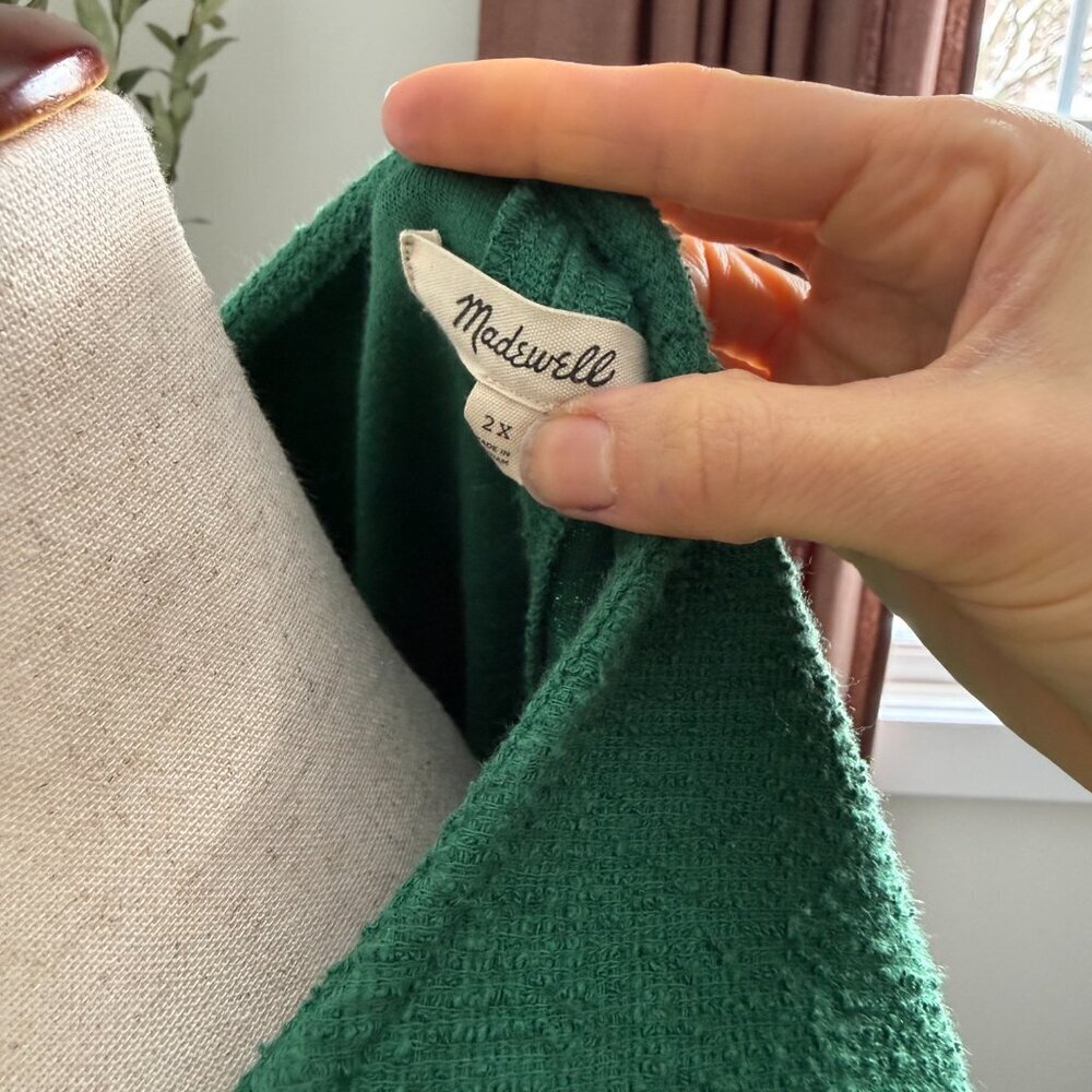 Madewell Textured Long Sleeve V Neck Top Size 2X Green - Picture 4 of 6